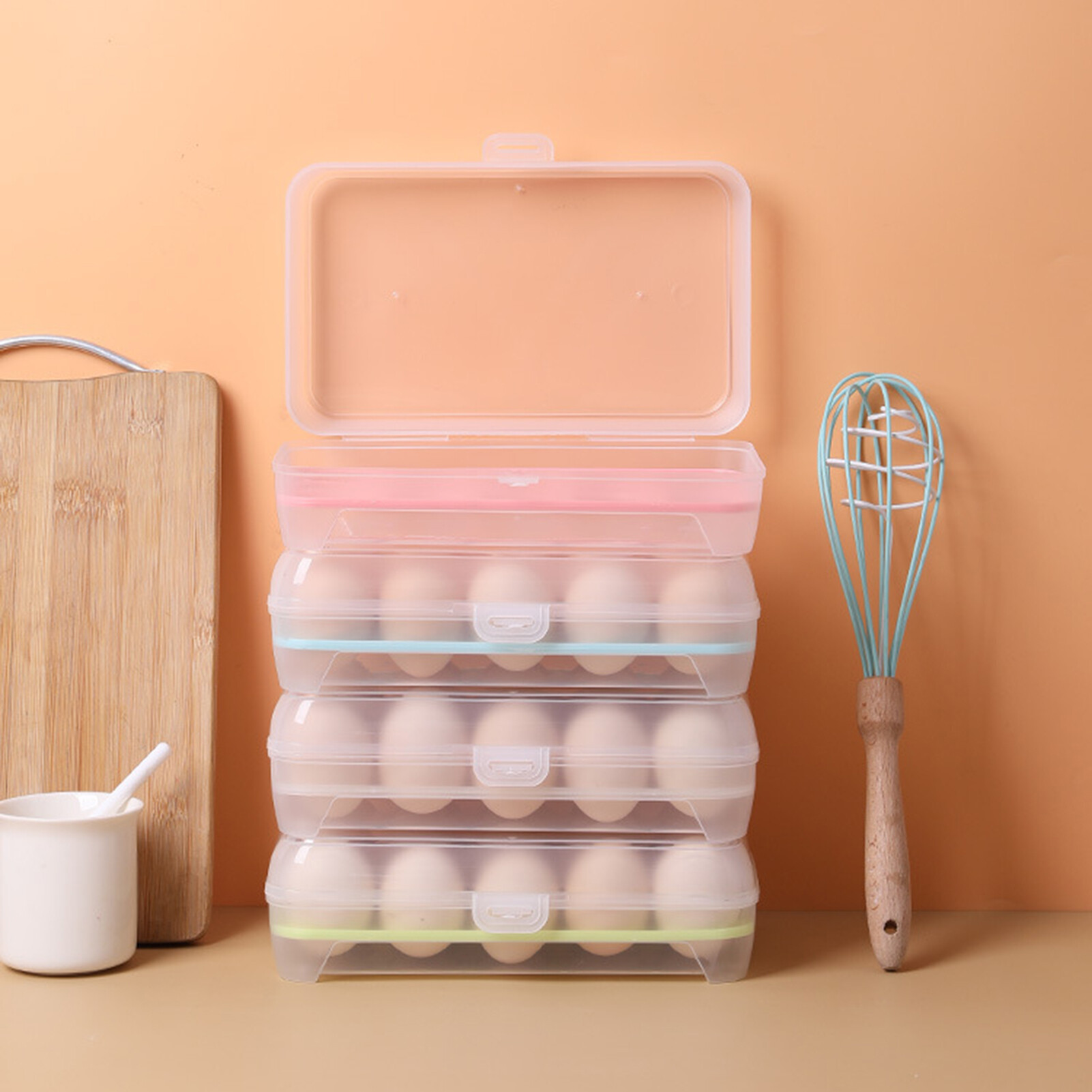 Terylin Egg Storage Box High Capacity Anti-Collision Transparent Visible 15 Grid Refrigerator Egg Fresh-keeping Box Kitchen Accessories Creative Egg Storage