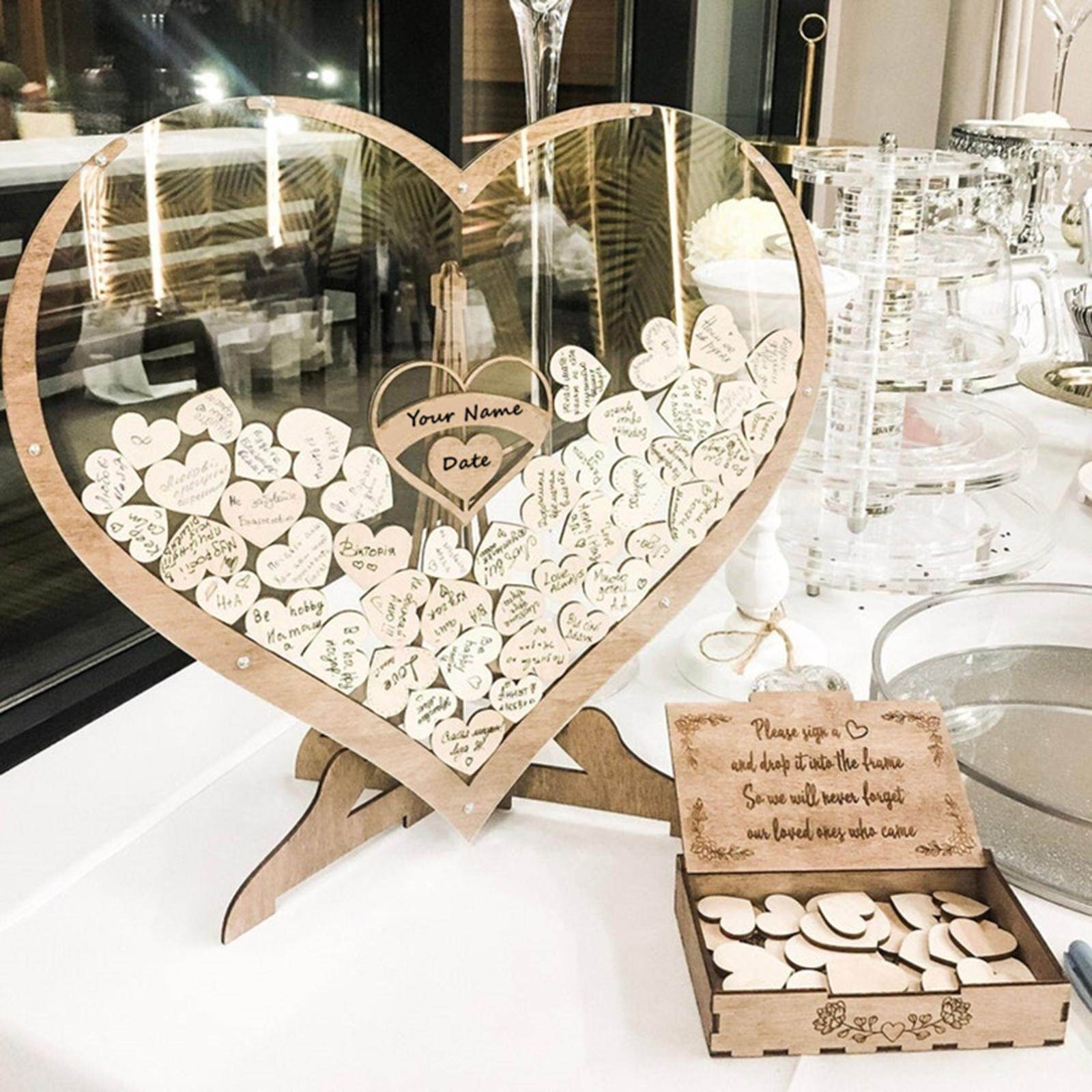 Moon BABY Heart Shaped Wedding Guest Book Drop Box Frame Party Decoration