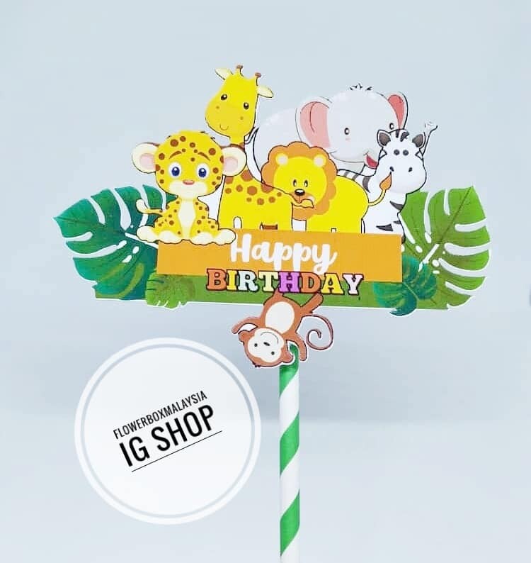 Animal Safari Jungle Zoo Theme Party Cake Topper for Birthday Party | Lazada