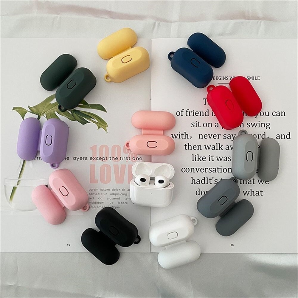 1PC Morandi Solid Color Soft Silicone Cover with Hook For Apple AirPods 3rd Gen Bluetooth Earphone Protective Case Shell