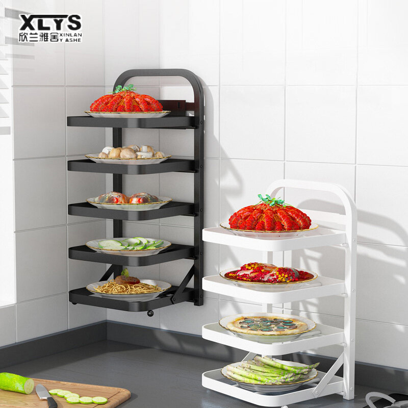 Multi-functional kitchen side dish multi-layer storage dish household hot pot dish tray artifact shelf
