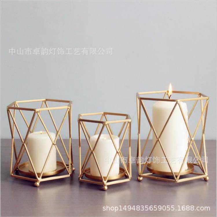 Nordic Style Wrought Iron Geometric Candle Holders Home Decorate Metal Crafts