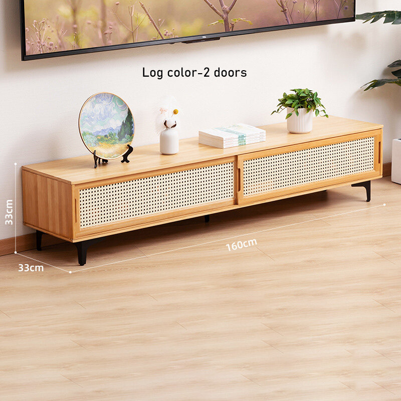 TV cabinet simple modern coffee table TV cabinet combination small apartment solid wood living room bedroom light luxury floor cabinet telescopic