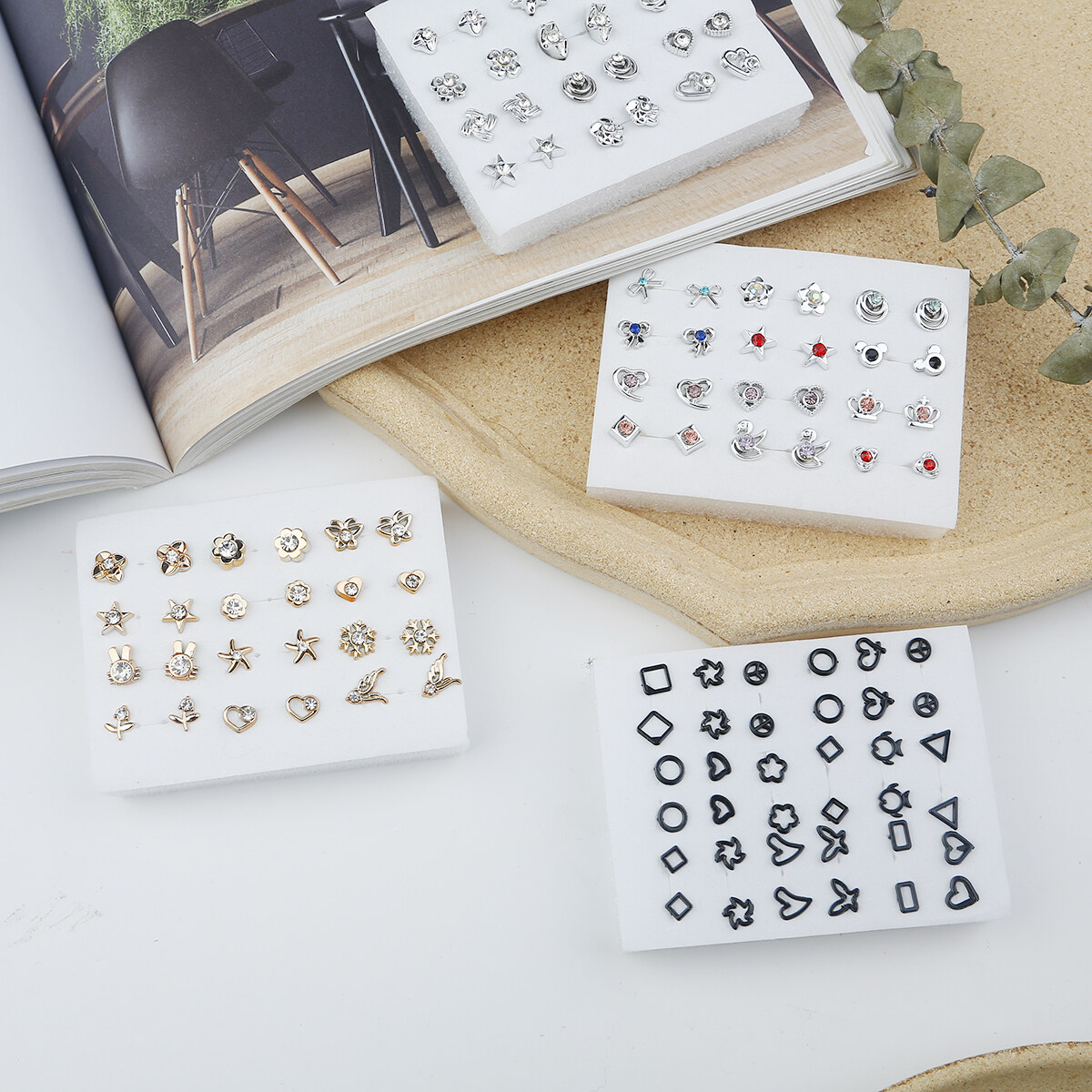 12 Đôi Bông Tai Thời Trang Hàn Quốc Bộ Khuyên Tai Nhựa Hình Học Đính Đá Hoa Kim Loại Màu Vàng Bạc Phong Cách Hỗn Hợp Cho Nữ Trang Sức Đơn Giản Cho Nữ