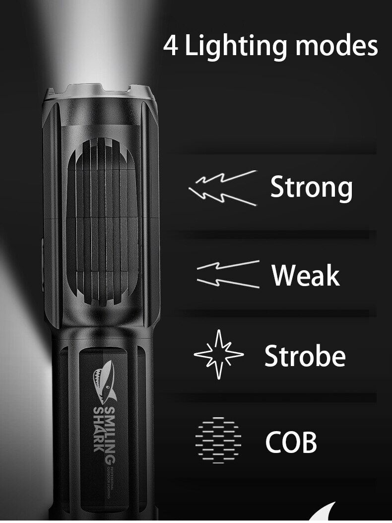 Super bright torch light powerful japan original mini Flashlight rechargeable torchlight powerful flash light rechargeable waterproof original Led Flash Light zoomable Flashlight cob light 18650 Battery Flashlight Outdoor Camping Hiking led tourch light