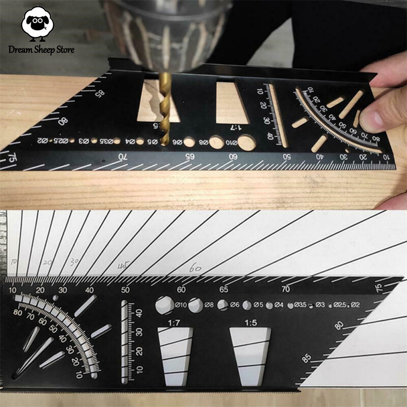 [ On Sale ] Multi-functional 45/90 Degree Angle Ruler Precisie Woodworking Square Ruler Scribing Gauge