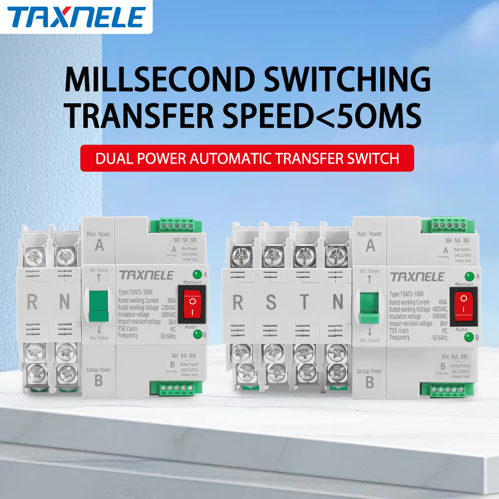 MCB type Dual Power Automatic transfer switch 2P 4P 100A ATS Circuit Breaker Electrical Switch
