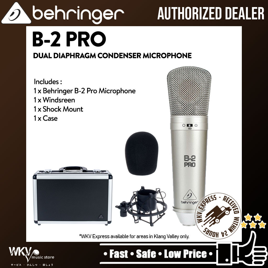 Behringer B-2 Pro Large Dual Diaphragm Studio Condenser Microphone Mic ...