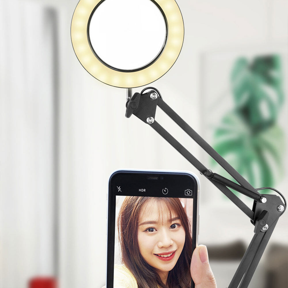 Kính lúp quang học 10X Gaqqee có thể điều chỉnh độ sáng, dạng đèn led xoay vòng 360 độ đọc sách với giá đỡ điều chỉnh được độ dài-INTL