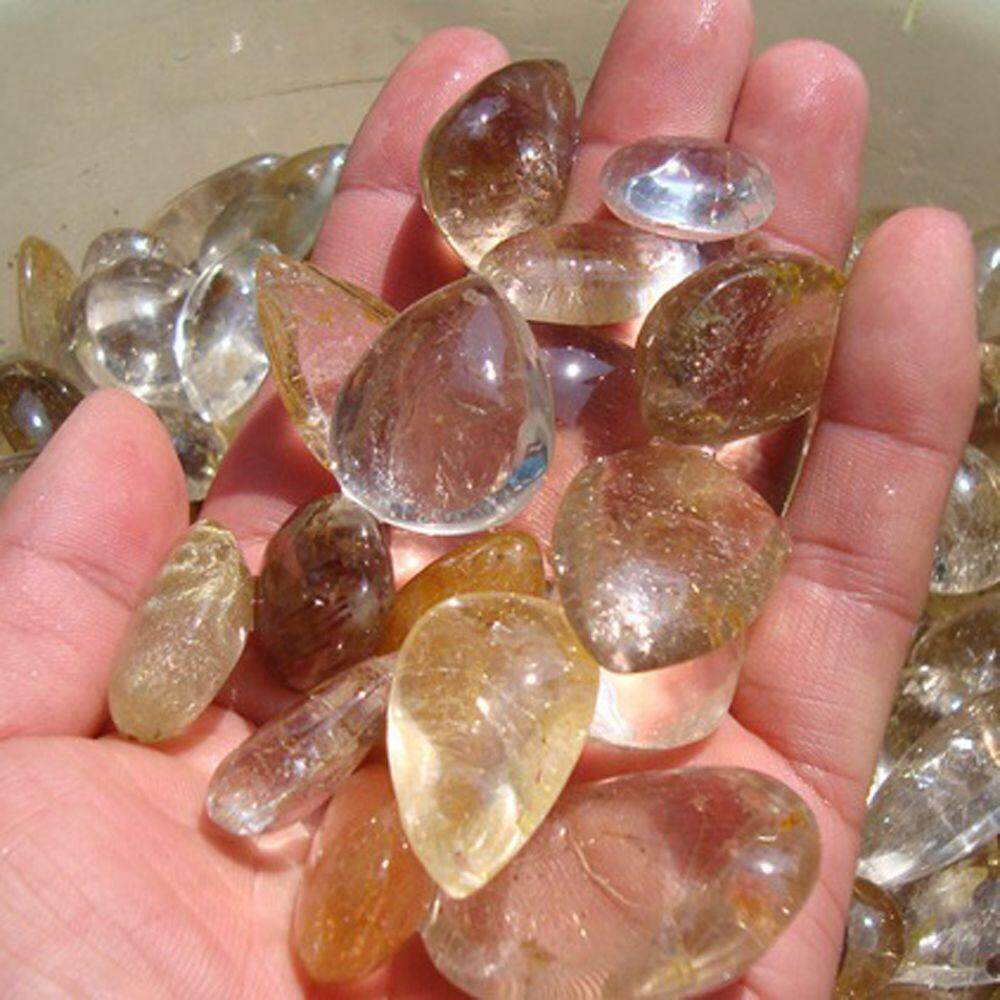 1Pc Hair Crystal Natural Citrine Yellow Hair Crystal Rutilated Quartz Hairstone Polished Stone