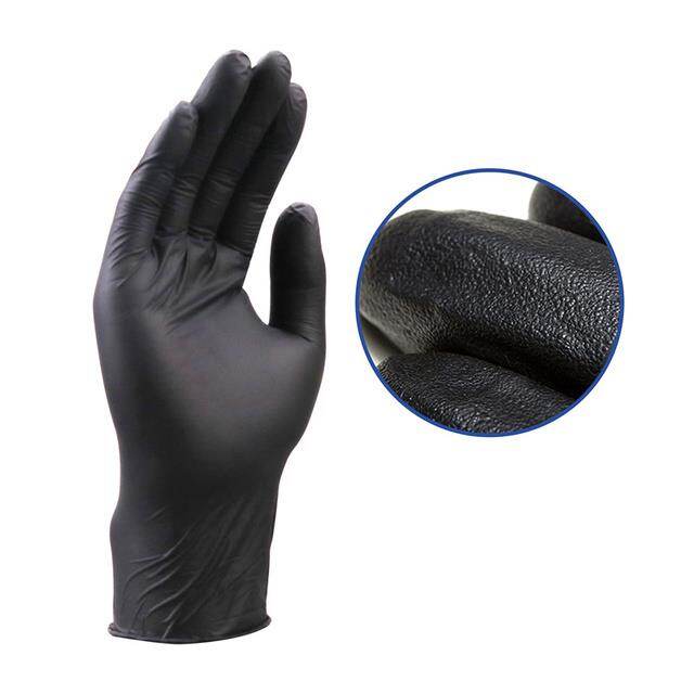 100Pack/150gPowder Free Black Nitrile Gloves Household Tool Garden/Barber/Makeup Disposable Work
