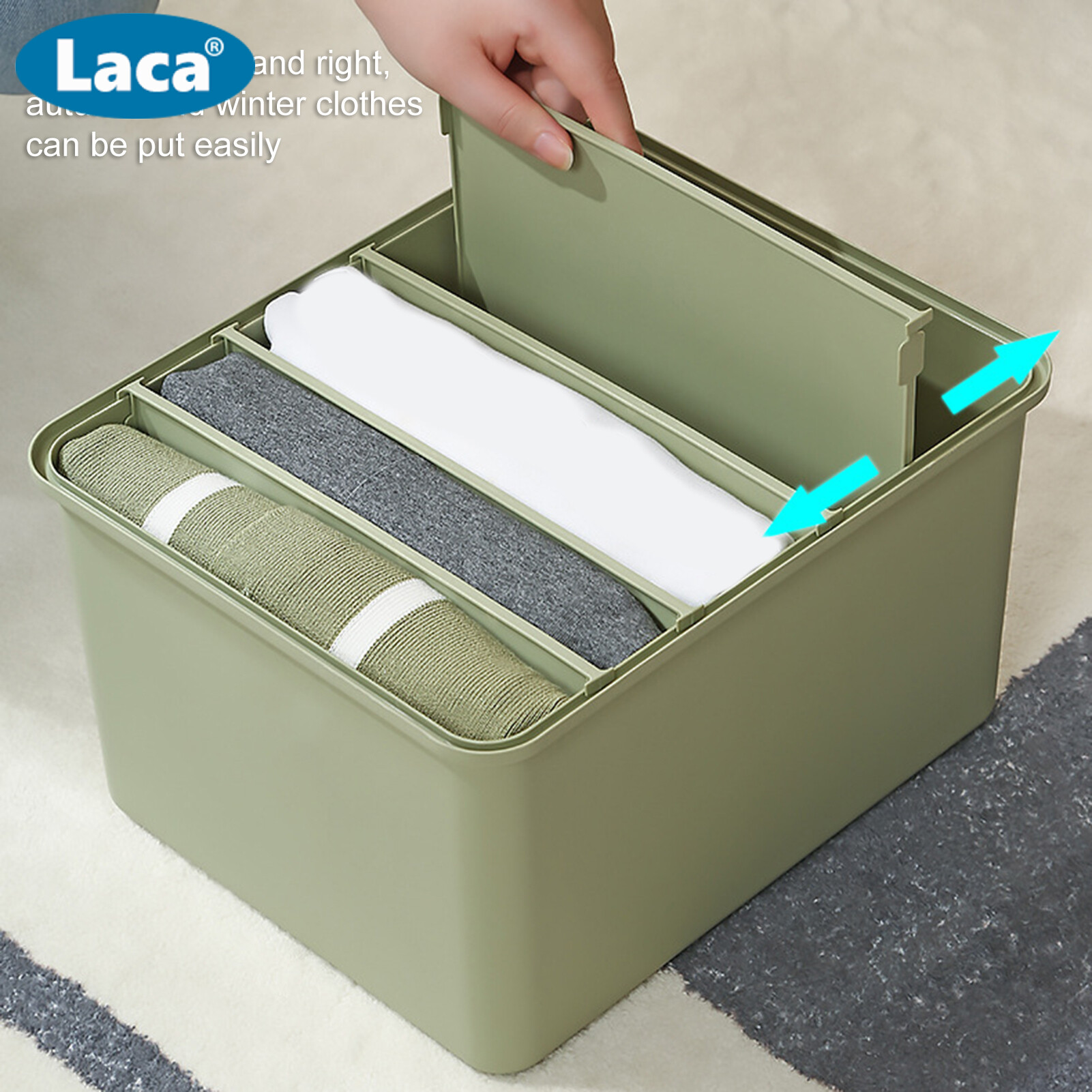 Laca Multi-layer Large Capacity Clothes Storage Box Plastic Practical Adjustable Partition Clothes Storage Case for Home