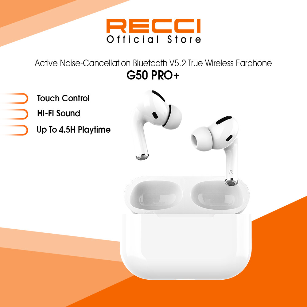 Recci Active Noise Cancellation Bluetooth True Wireless Stereo Earphone Support Wireless Charge G50 Pro Lazada