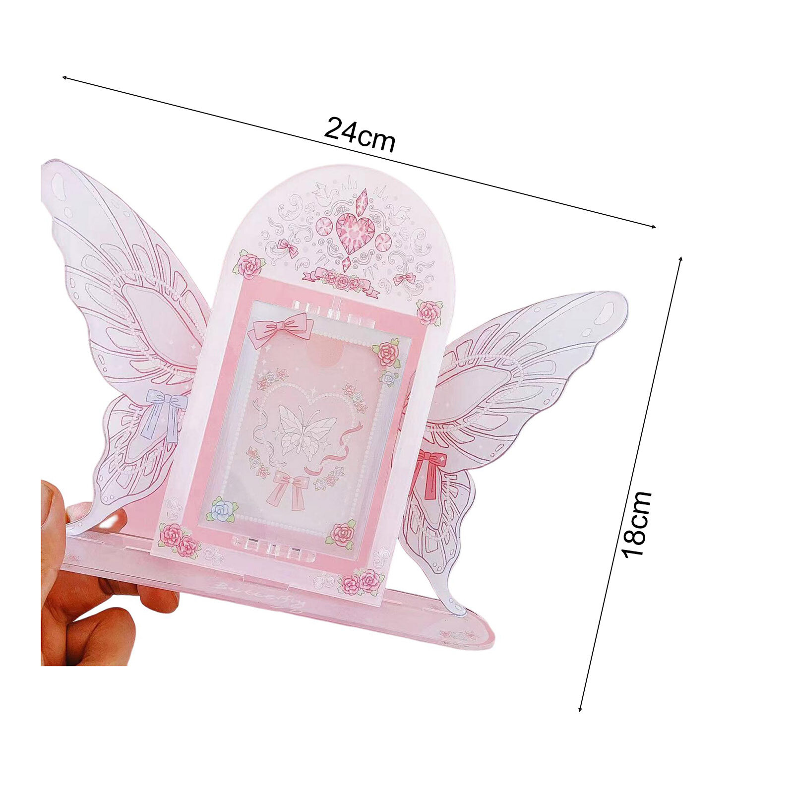Cerdars double sides exquisite pattern bright color rotating creative photo frame butterfly display stand photo frame desktop decoration supplier photocard side stand up display