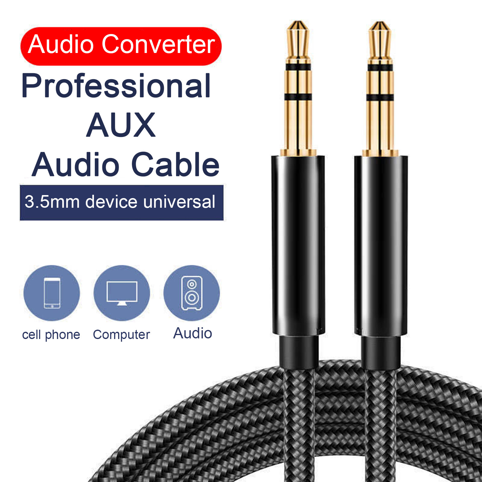 Wiki Headphone Cable Headphone Adapter Premium 3.5mm Headphone Extension Cable Tangle-free Wide Compatibility Perfect