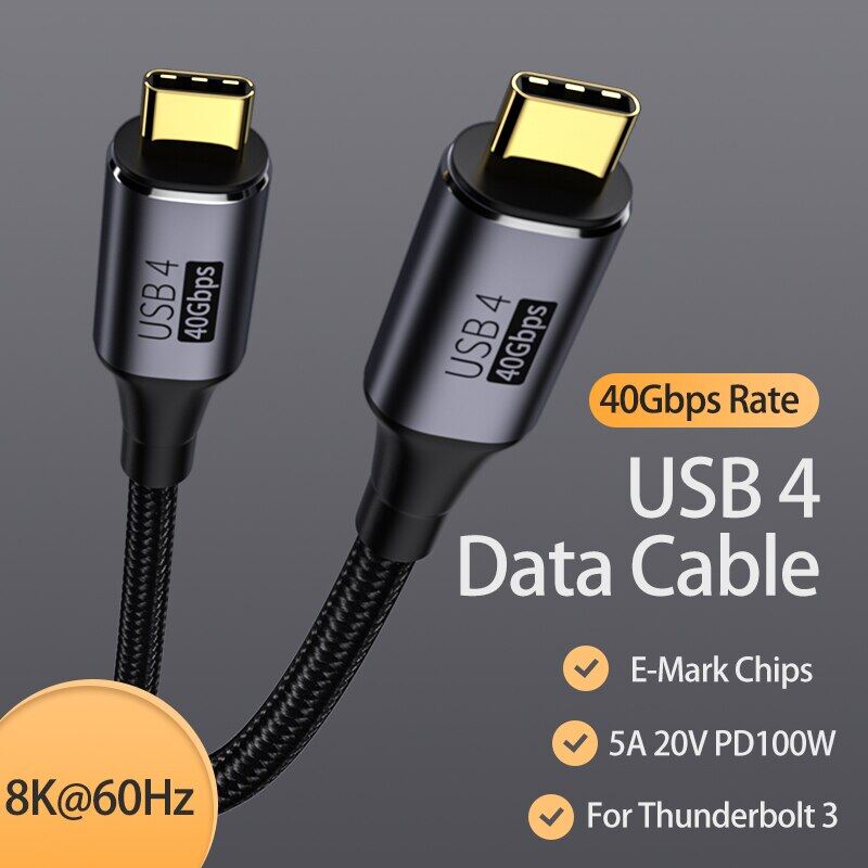 Usb 4.0 type c to type c cable 40gbps 8k 60hz pd 100w fast charging data cable cord with thunderbolt 3/4 for macbo-ok pro laptop