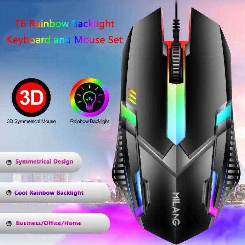 RYRA PT6 Wireless Mechanical USB Wired Keyboard Mouse Set With Rainbow LED Backlight Gaming Keyboard Gaming Mouse For Laptop PC 2023Hot