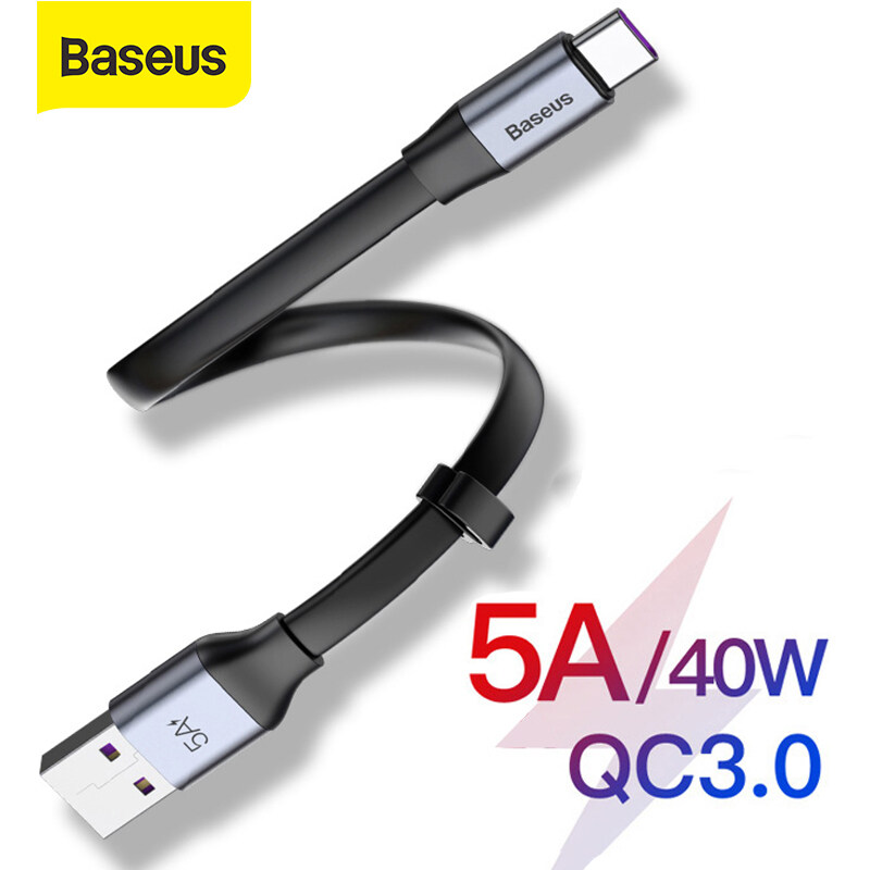 Baseus Di Động 0.23 M 40W Đèn Led Sạc USB Loại C 5A Sạc Nhanh Cho Samsung Note10 + Plus /A50/A70/S10 Xiaomi Mi9 Redmi Note7 Huawei P30/P20/Mate30 Oppo Vivo HTC Tương Thích 2A sạc Nhanh Cho USB-C Điện Thoại