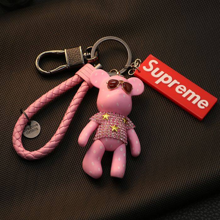 (7.5cm) Violent Bear Keychain Diamond Korean Car Keychain Pendant Creative Cute Male and Female Couple Keychain