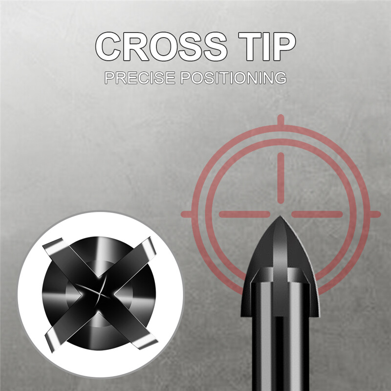 5Pcs Universal Glass Cross Hex Tile Drilling Bit Set Concrete Ceramic Tools Hole Opener Multifunctional Hard Alloy Drill Bit Tip for Woodwork