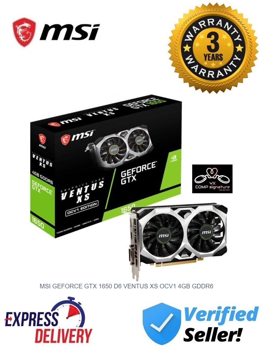 MSI GEFORCE GTX 1650 D6 VENTUS XS OCV1 4GB GDDR6 GRAPHIC CARD GTX1650 ...
