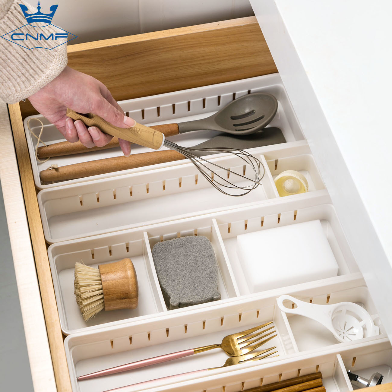 CNMF Japanese Style Divided PP Kitchen Storage Drawer Box