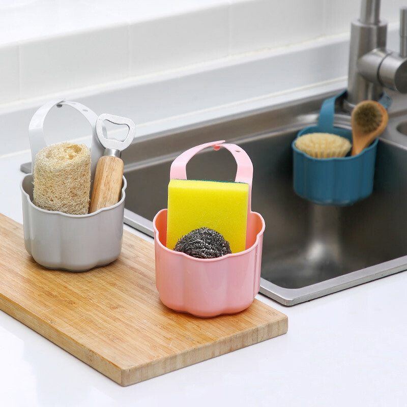 1 Pack Kitchen Sink Drain Rack Soap Sponge Holder Adjustable Faucet Storage Hanging Basket Kitchen Accessories