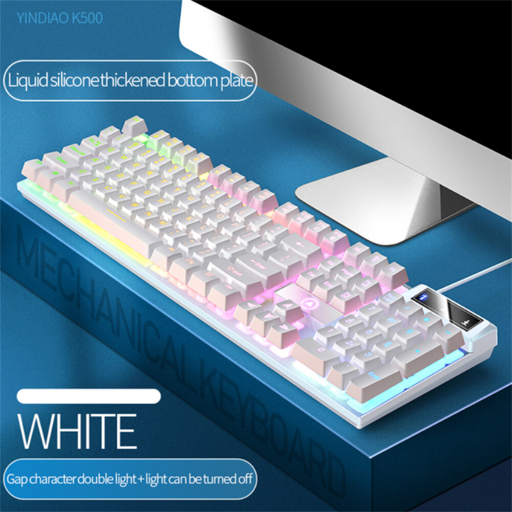 【🔥Hot Sale】K500 104 Keys Gaming Keyboard Wired Color-blocking Backlight Mechanical Feel Desktop Computer Keyboard For Desktop Laptop