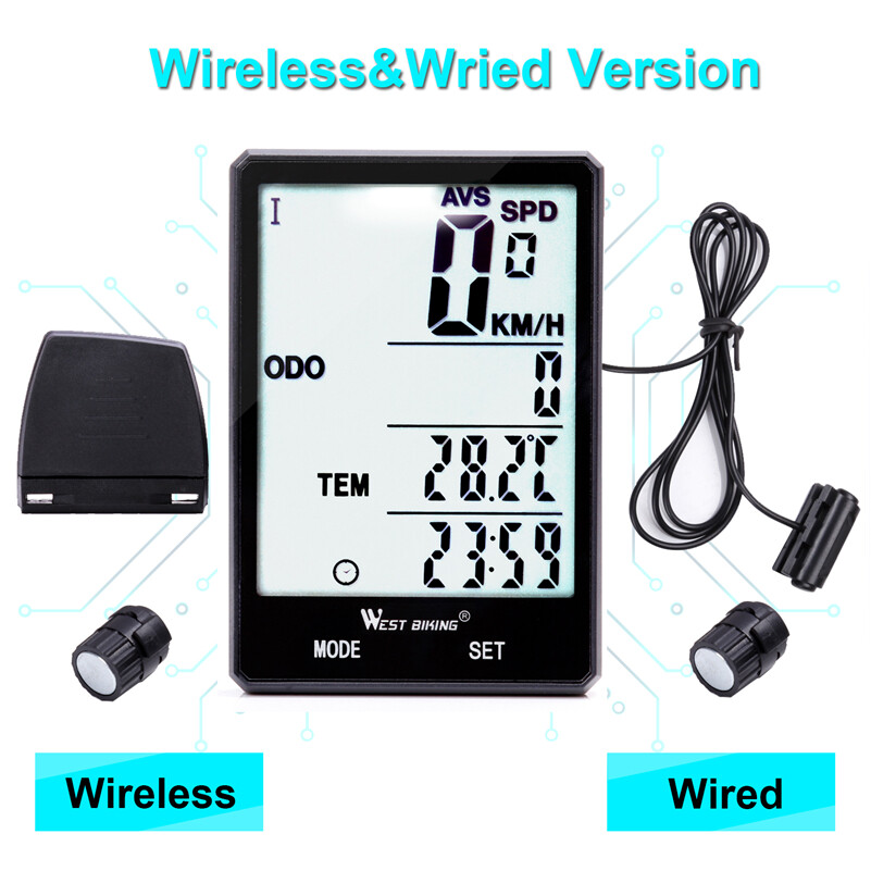 West Biking Bicycle Computer Wired Wireless Cycling Speedmeter 2.8 inch Large Screen Waterproof Bicycle Computer MTB Road Bike Odometer Stopwatch