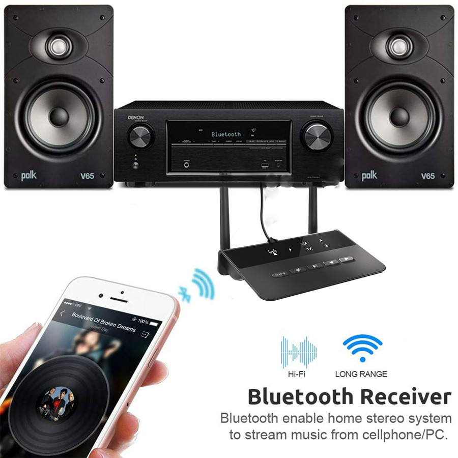 262ft/80M Bluetooth 5.0 RCA Máy Thu Phát AAC AptX LL Nhạc Không Dây Âm Thanh Nổi Đầu Chuyển Âm Thanh Cho T V PC Xe 2RCA 3.5Mm Jack AUX