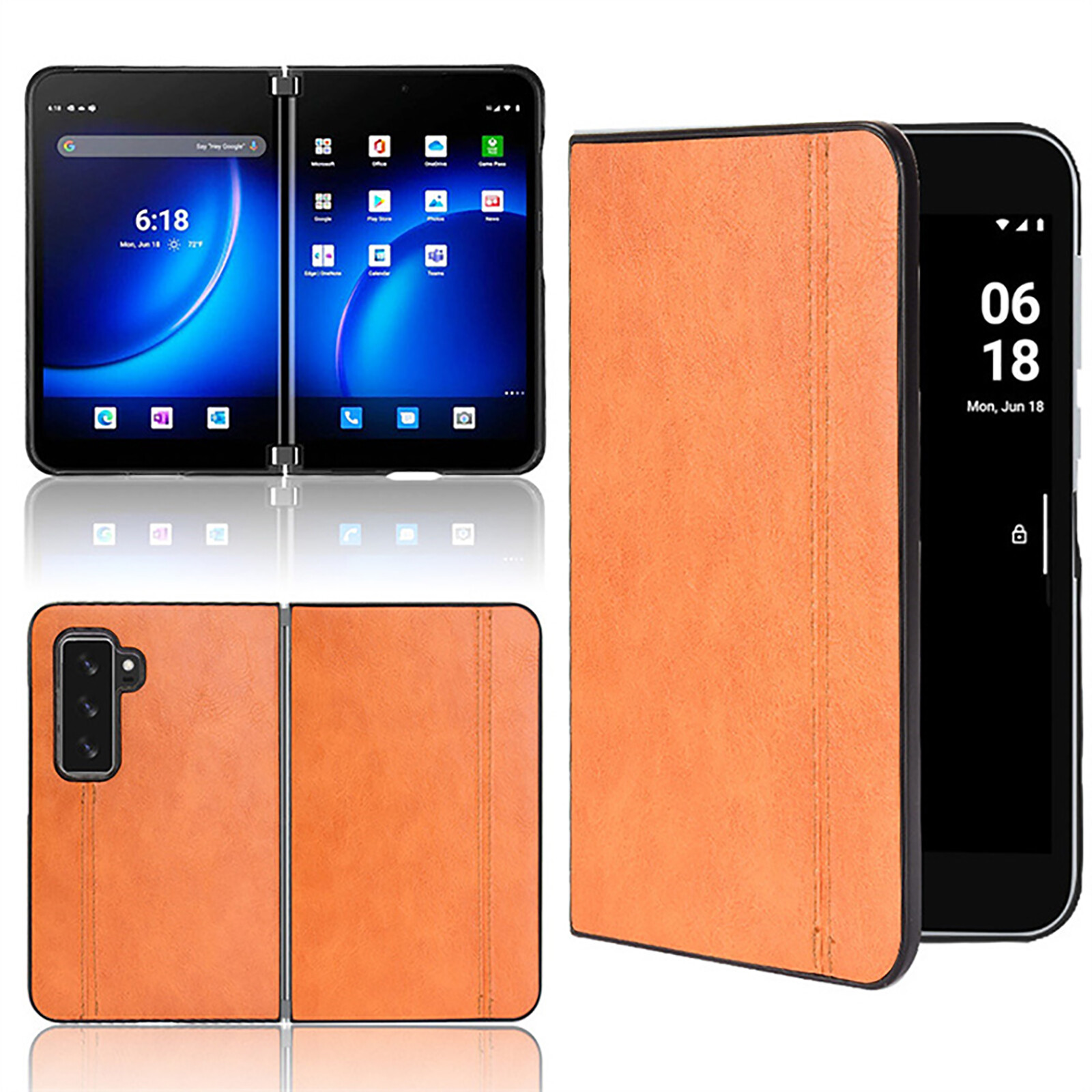 For Microsoft Surface Duo 2 Case PC Matte Leather Shockproof Slim Cover Skin