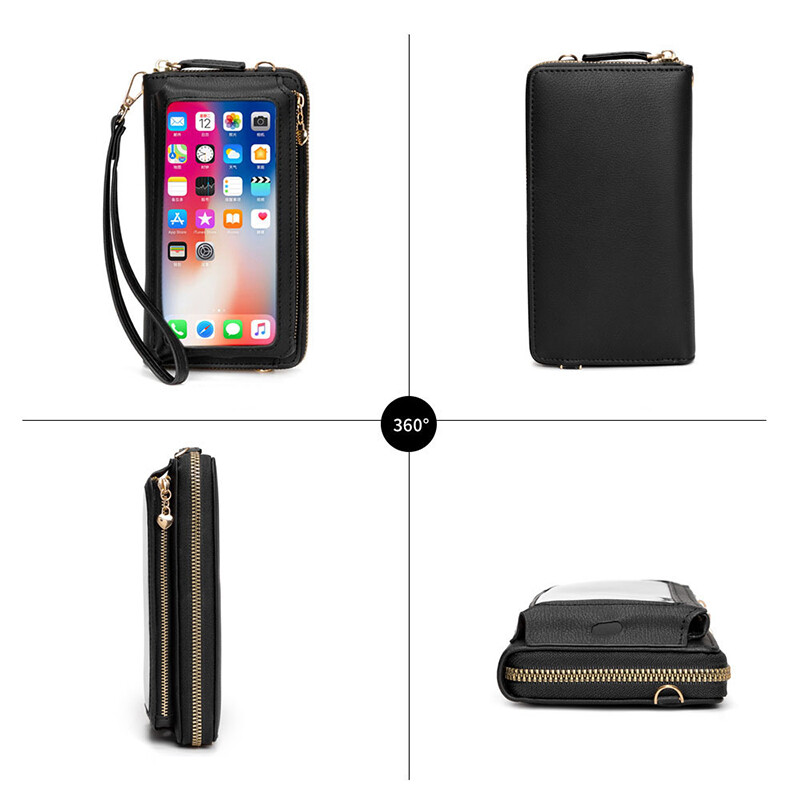 IELGY Korean version of PU ladies multi-function large-capacity touch screen mobile phone bag single shoulder diagonal small bag