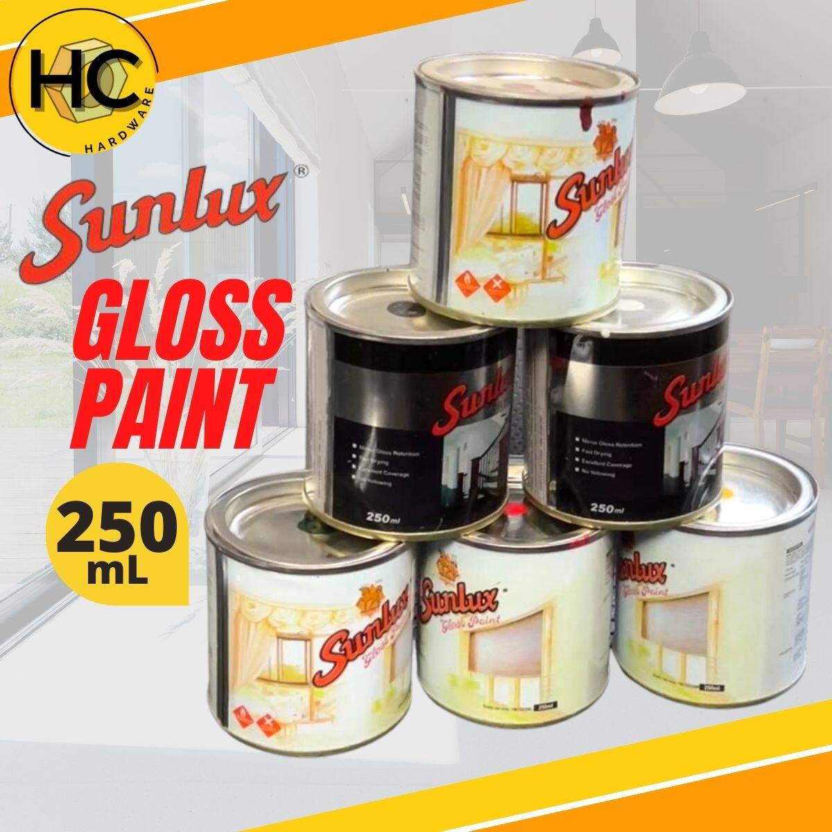 250ML SUNLUX Gloss Paint Glossy Wood Or Metal Paint / Cat Kayu Besi