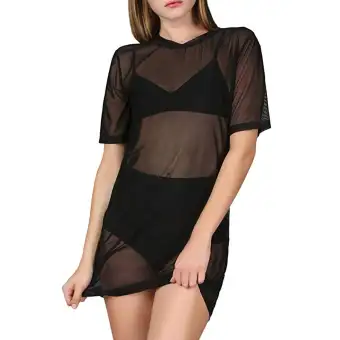 sheer mesh tshirt dress