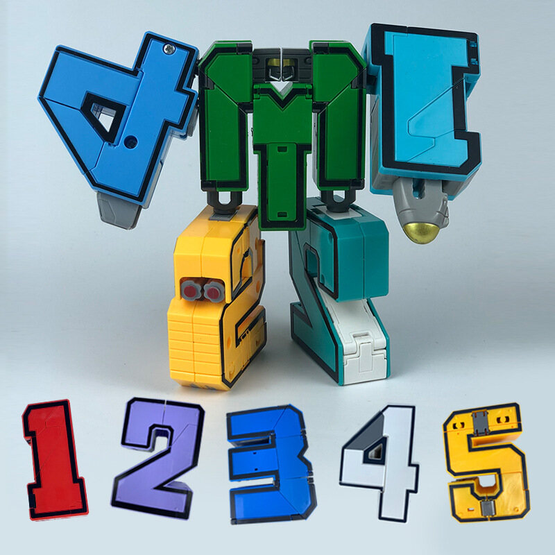 ELALA Blind Box Randomly Box Assemble Building Blocks Action Figure Robots Transformation Car Deform Number Letters Alphabet Math Toys