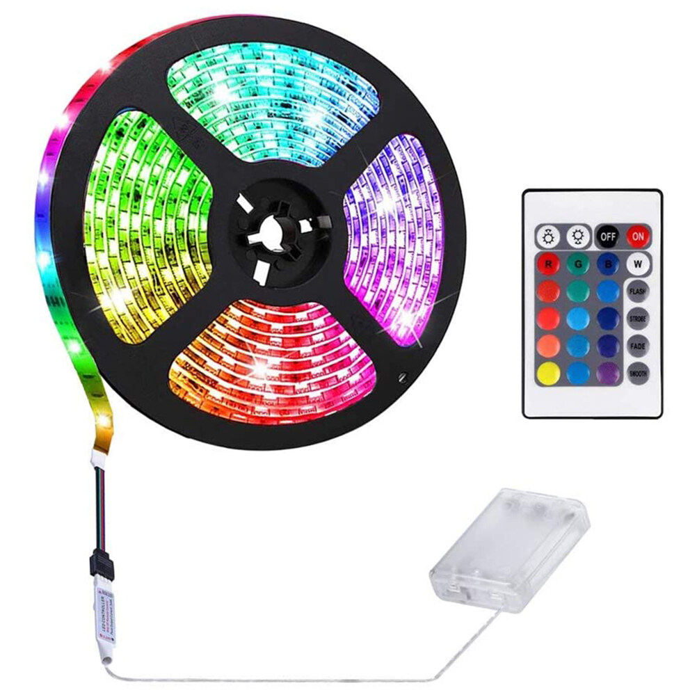 RGB SMD 5050กันน้ำแถบไฟ LED ไฟแบตเตอรี่ Powered Strip DIY ตกแต่งภายใน