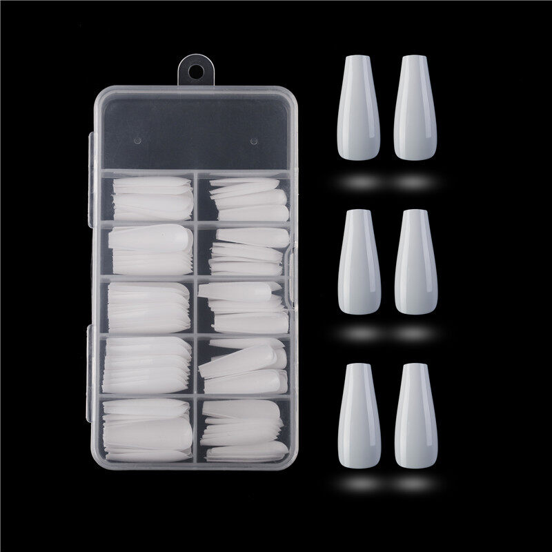 100pcs/500pcs Fake Nail Artificial Press on Long Ballerina Clear/Natural/White False Coffin Nails Art Tips Full Cover