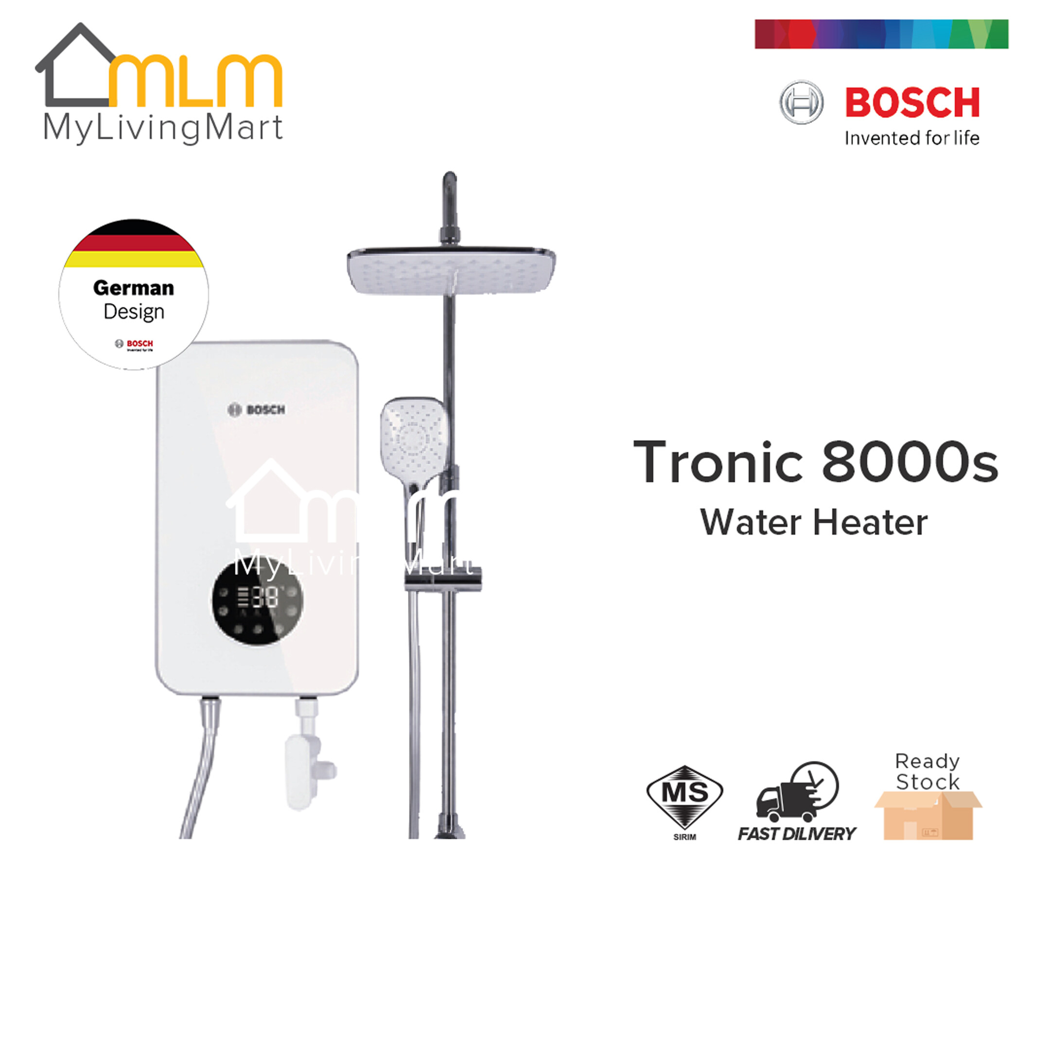 Bosch Tronic 8000S – Electric Instantaneous Water Heater with DC pump and  rain shower | Lazada