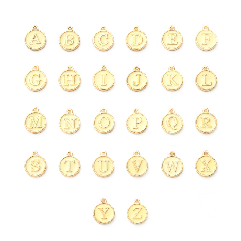 10-26pcs/Bag 12mm A-Z Letter Number Charms Enamel Charms Alphabet Initial Letter Handmade Pendant  For DIY Jewelry Craft Making Necklace Bracelet Earrings Accessories