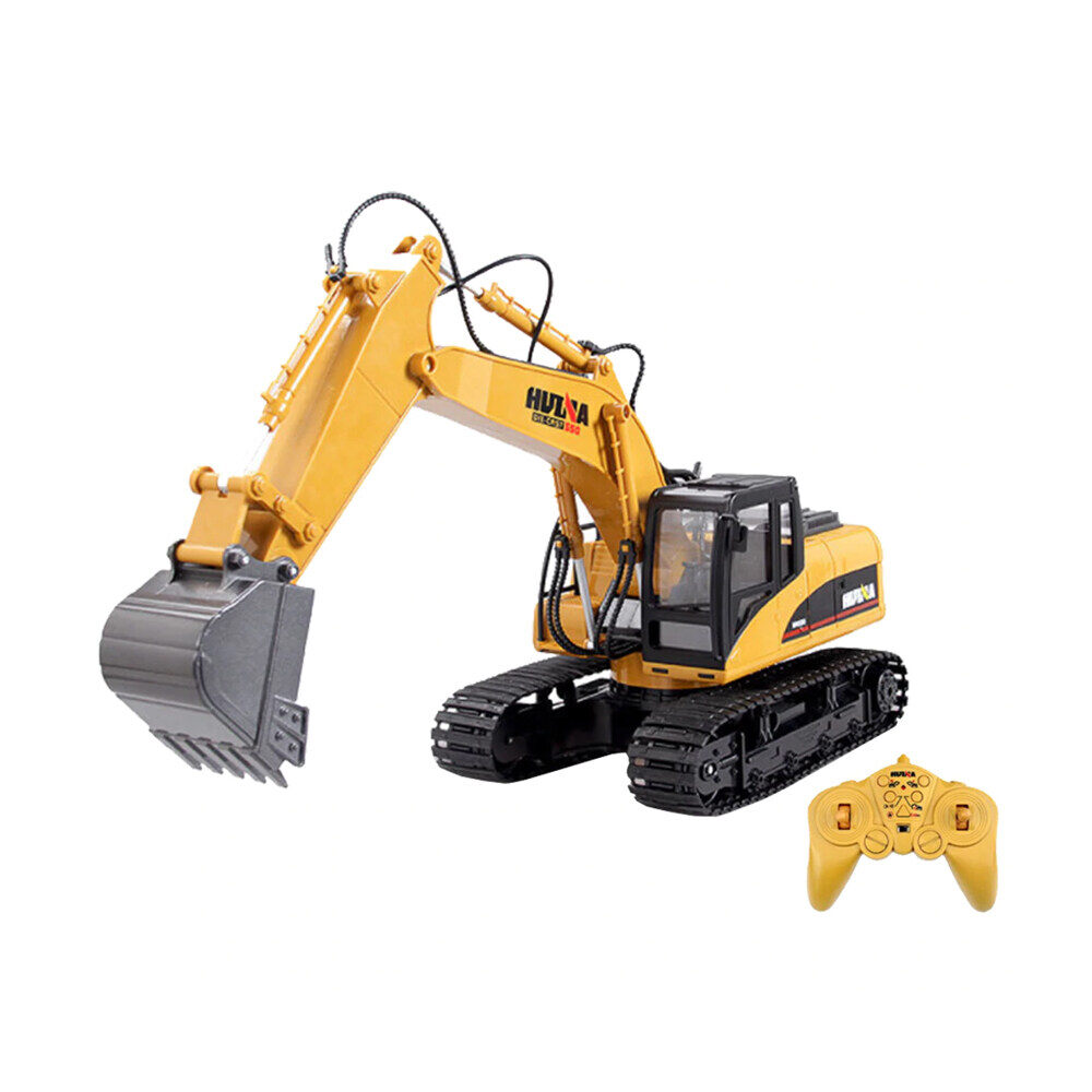 HUINA 1550 15 Channel Full Functional Professional 1:14 Rechargeable RC Excavator Remote Control Construction Truck Tractor Metal Shovel Alloy Version ToyBirthday Christmas Gift for Kid Teen Boy and Girl HUINA 550