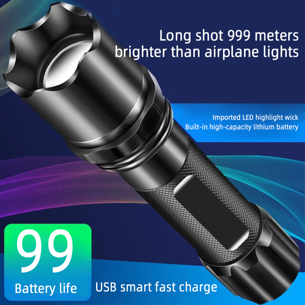 Original Seasboat LED Flashlight Strong Light Mini Portable Multifunction USB Charging Outdoor Long-range Small Mini Portable Multi-functional Household Aluminum Alloy Flashlight