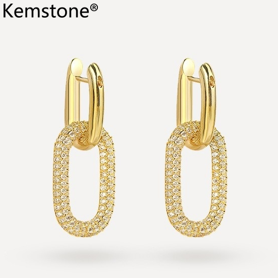 Kemstone Ins Style Luxury Gold Plated Crystal Hoop Earrings for Women