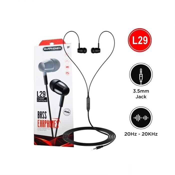 L29 Bass Stereo In-Ear Wired Earphone With Mic Built-In Microphone