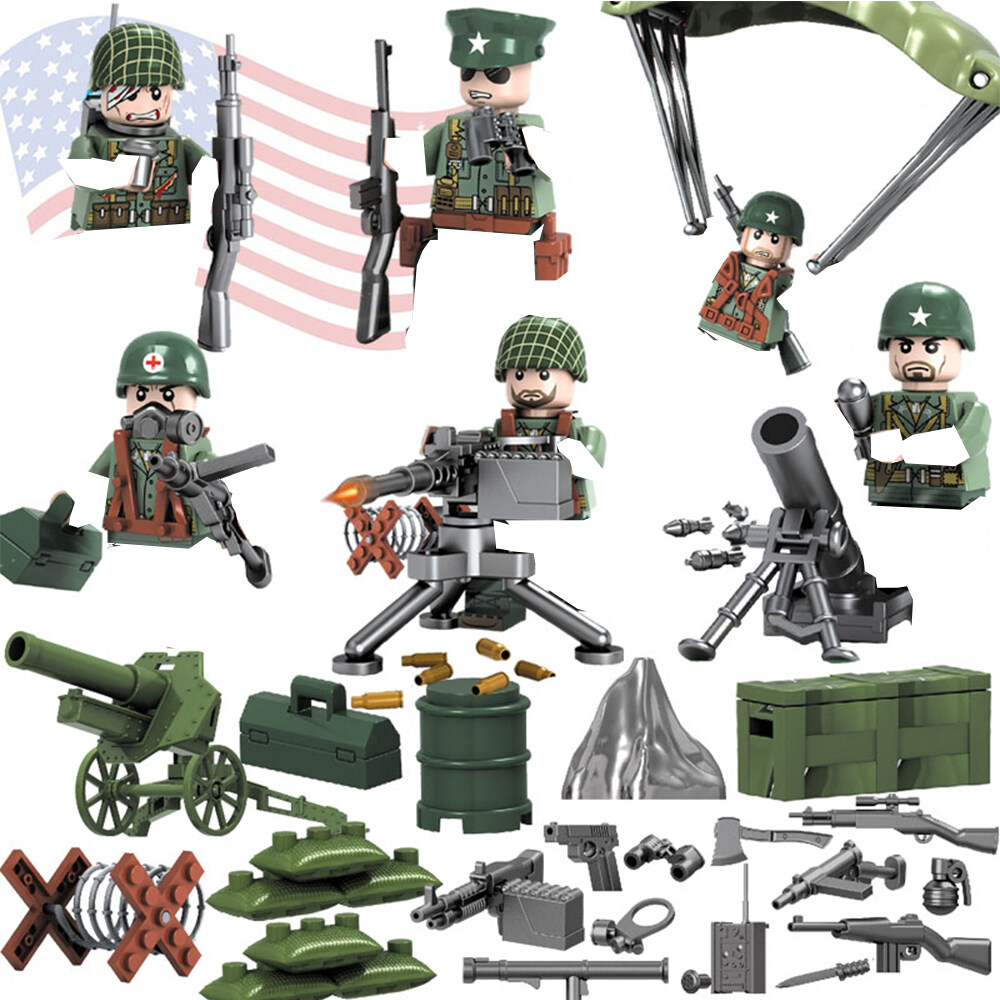 WUHUI 4in1 SWAT Military Army WW2 Minifigures Toy Building Kit Building Blocks Military War Firewire Tends To Battle In The Jungle Post Amphibian Soldiers Building Bricks Kids Toy Toys for Boys Girls Compatible with All Brands