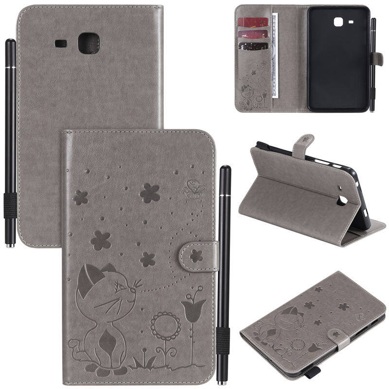 Sm-t280 case for samsung galaxy tab a a6 7.0 2016 case t280 t285 sm-t285 cover cat bee embossed pu leather stand cases