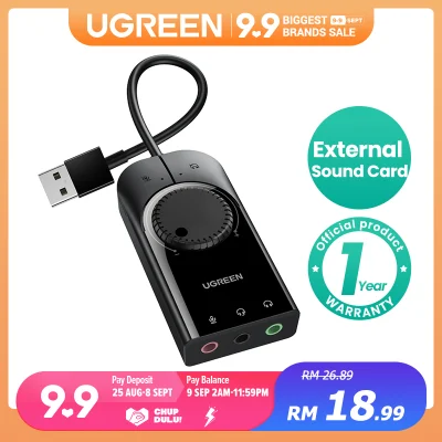 UGREEN Sound Card External USB Audio Card Adapter USB to Jack 3.5mm Earphone Microphone Sound Card for Laptop Phone PS4 Sound Card Pre sale