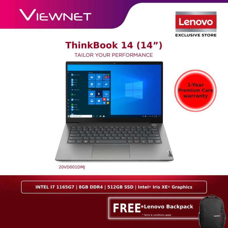 LENOVO 14 LAPTOP THINKBOOK 14 GEN 2 20VD001DMJ (INTEL I7-1165G7 PROCESSOR| INTEL IRIS XE GRAPHICS| 8GB DDR4 RAM| 512GB SSD|W10P| ARCTIC GREY| 1 YEAR WARRANTY| FREE BACKPACK Malaysia
