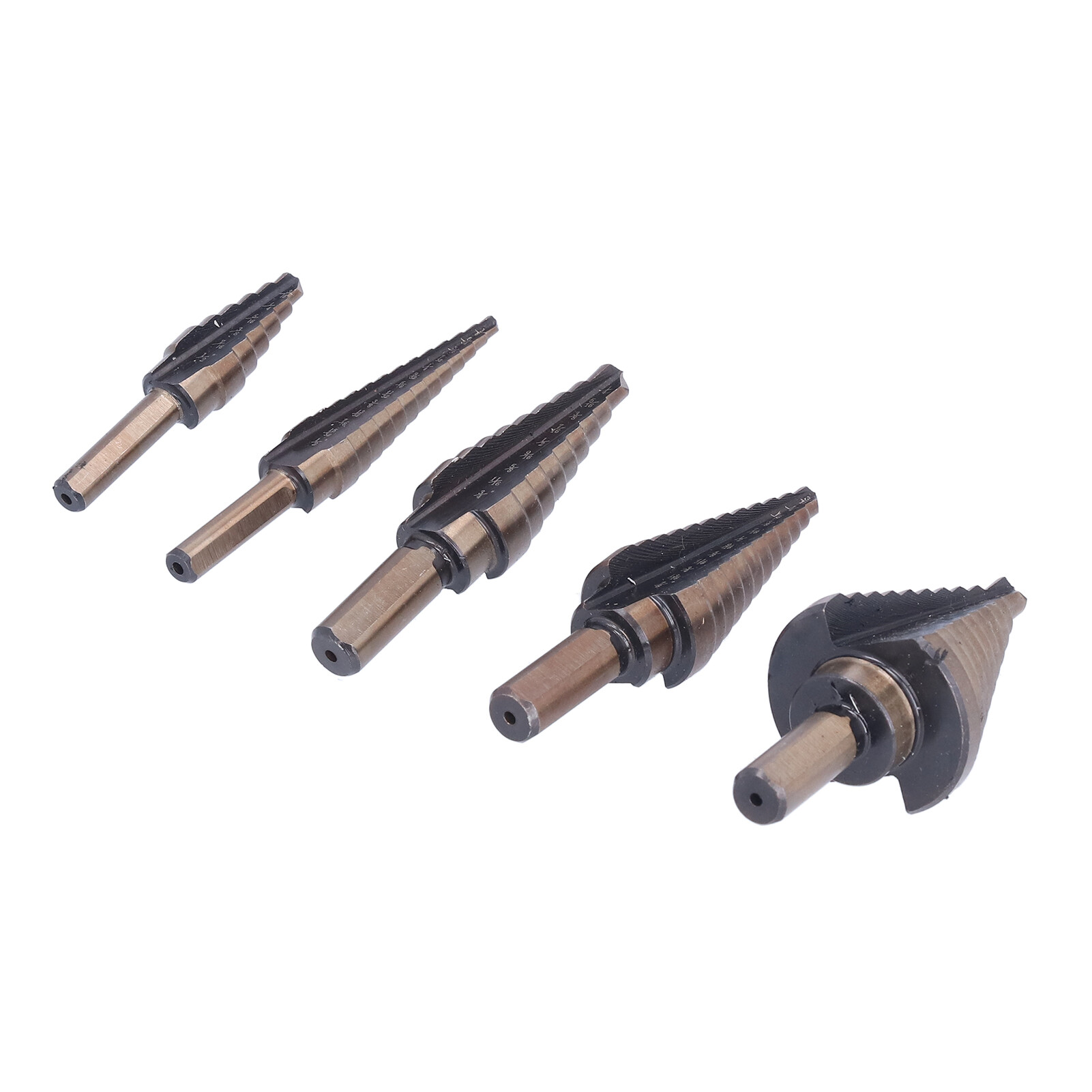 5 Pcs Step Drill Bit Set Spiral Groove Step Drill Bit Kit with Aluminum Case for Woodworking
