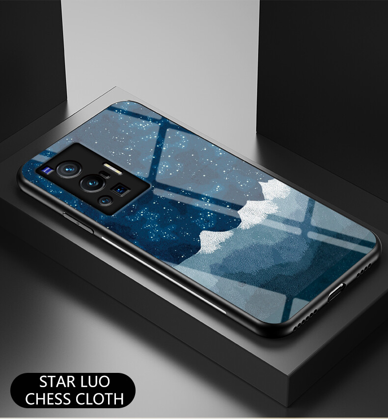 Gradient Color Tempered Glass Phone Case For Vivo X70 Pro Y33s Y21 X80 Pro 5G Back Cover Cases Protective Fundas Mobile Accessories Shell Casing