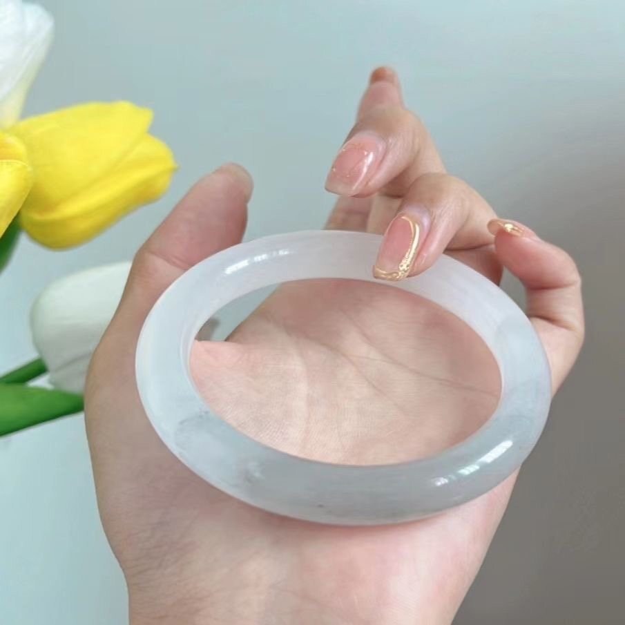 Ngọc bích tự nhiên mực danqing Vòng đeo tay màu xám mẫu mực vòng tay ngọc bích Vòng đeo tay tròn